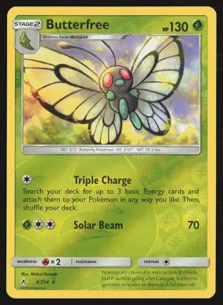SM - Unbroken Bonds Butterfree #4/214 Reverse Holo Pokemon Card - Image 1
