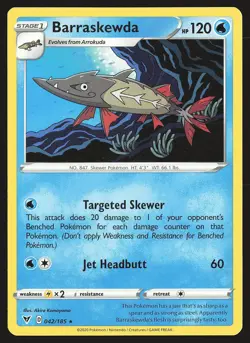 SWSH04: Vivid Voltage Barraskewda #042/185 Rare Pokemon Card - Image 1