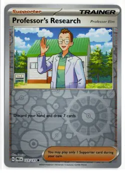 Pokemon Prismatic Evolutions Reverse Holo 123/131 Professor's Research Elm - Image 1