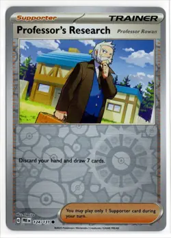 Pokemon Prismatic Evolutions Reverse Holo 124/131 Professor's Research Rowan - Image 1
