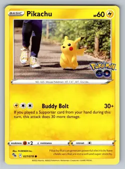 Pikachu (27) Common Pokemon GO 027/078 NM - Image 1