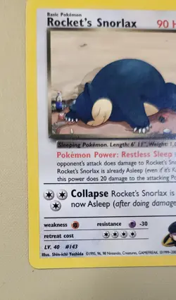 2000 Pokemon WOTC English Gym Heroes Rocket's Snorlax GHrS3 - Image 3