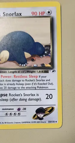 2000 Pokemon WOTC English Gym Heroes Rocket's Snorlax GHrS3 - Image 4