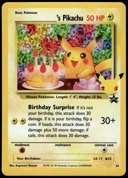 Birthday Pikachu #24 SWSH Celebrations Classic Collection Pokemon [NM] (2) - Image 1