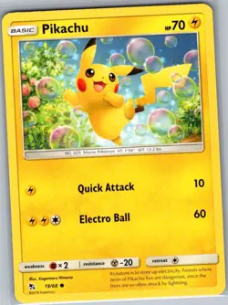 Pikachu 19/68 Non Holo Hidden Fates - Pokemon Card - NM - Image 1