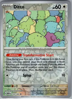 Ditto 132/165 Reverse Holo SV: Scarlet & Violet 151 - Pokemon Card - NM - Image 1