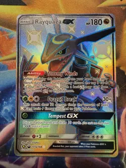 Rayquaza GX 177a/168 Hidden Fates Alternate Art Shiny Pokemon Card - Image 1
