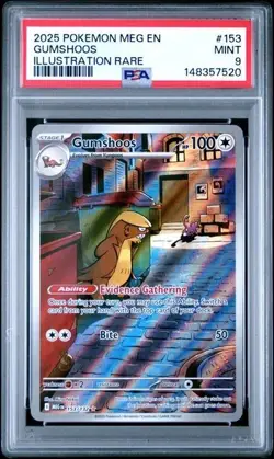 POKEMON MEG EN-MEGA EVOLUTION ILLUSTRATION RARE #153 - GUMSHOOS 153/132 - PSA 9 - Image 1