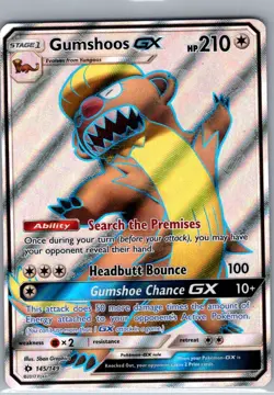 Gumshoos GX (Full Art) 145/149 SM Base Set - Pokemon Card - NM - Image 1