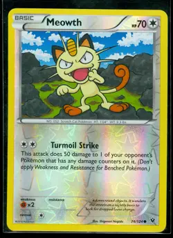 Pokemon MEOWTH 74/124 - XY Fates Collide - Rev Holo - MINT - Image 1