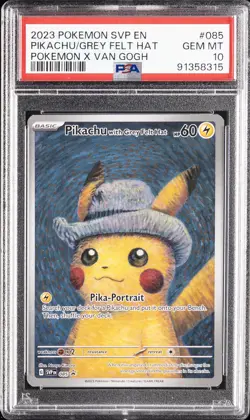 2023 POKEMON SVP EN-SV BLACK STAR PROMO #085 PIKACHU WITH GREY FELT HAT PSA 10 - Image 1