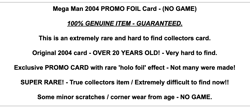 Mega Man 2004 Very Rare PROMO HOLO Foil TCG Card Game PS2 GBA NT Warrior Capcom - Image 2