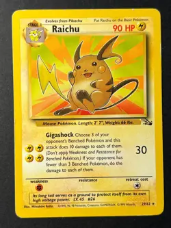 Raichu 29/62 Fossil Rare - Pokemon Card WOTC 1999 LP - - Image 1