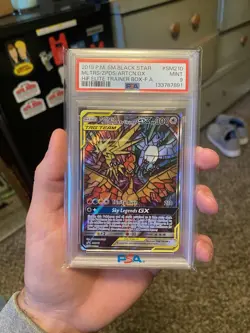 2019 Pokemon Hidden Fates Moltres Zapdos Articuno Tag Team SM210 ETB Promo PSA 9 - Image 1