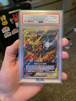 2019 Pokemon Hidden Fates Moltres Zapdos Articuno Tag Team SM210 ETB Promo PSA 9 - Image 3