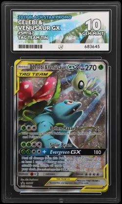 Celebi & Venusaur GX SM167 2019 ACE 10 Graded Pokemon Card Perfect Subgrades - Image 1