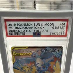 Pokemon TCG Moltres Zapdos Articuno GX Full Art Hidden Fates 66/68 Holo PSA 10 - Image 5