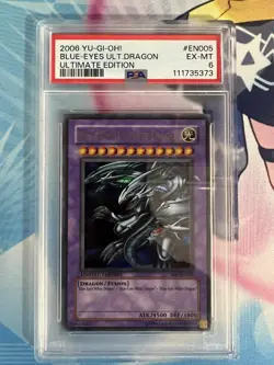 Blue-Eyes Ultimate Dragon JMP-EN005 Ultra Rare PSA Graded 6 Yugioh TCG - Image 1