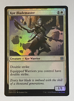 MTG ZNR Magic the Gathering Zendikar Rising Foil Kor Blademaster - Uncommon - Image 1