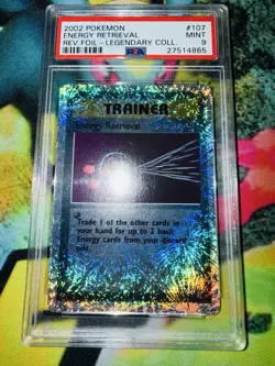 Pokemon Trainer Energy Retrieval #107 Reverse Holo PSA9 Legendary Collection - Image 2