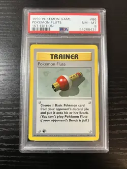 Pokemon 1st Edition PSA 8 Pokemon Flute 086/102 Base Set (Shadowless) - Image 1