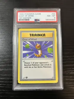 GUST OF WIND 1999 POKEMON TRAINER BASE 1ST EDITION COMMON 93/102 PSA 8 - Image 1
