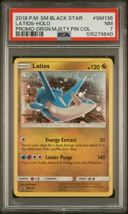 2018 Pokemon Black Star Promo Dragon Majesty Latios Holo SM136 PSA 7 - Image 1