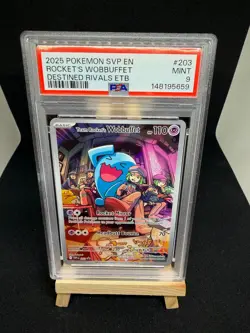 Pokemon Team Rocket's Wobbuffet SVP 203 Destined Rivals - PSA 9 - Image 1