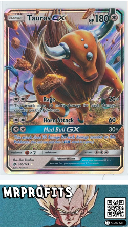 Tauros-GX - 100/149 Ultra Rare Sun & Moon Base Set NM Pokemon TCG - LP - Image 1