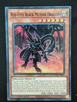 Rotaugiger schwarzer Meteordrache DUNE-EN095 Super Rare Englisch NM YUGIOH - Image 1