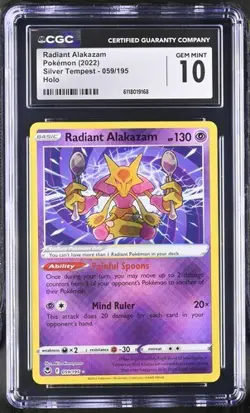 ✨✨ CGC 10 ENGLISH Radiant Alakazam 059/195 SWSH 2022 Silver Tempest Pokemon Card - Image 1