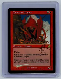 (#198) mtg SIGNED Covetous Dragon - Urza's Destiny MP FOIL Free Shipping - Image 1
