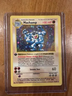 Pokemon Shadowless Machamp 1st Edition Holo Rare Base Set 8/102 English Card - Image 1