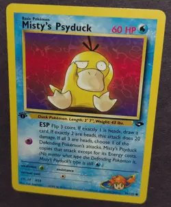 Misty's Psyduck Pokemon Card 1st Edition 90/132 Trading Game Gym Challenge - Image 1
