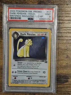 DARK PERSIAN-HOLO PSA 9 NINTENDO MAGAZINE-60 HP #17 2000 POKEMON GAME PROMO - Image 1