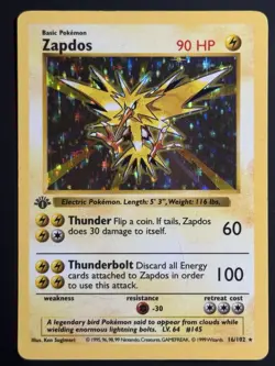 Pokemon Zapdos 16/102 Holo 1st Edition Base Set - HP - Image 1