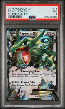 2015 POKEMON XY ROARING SKIES #75 RAYQUAZA EX PSA 7 - Image 1