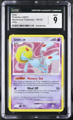 Pokemon Uxie 18/123 Holo Diamond & Pearl Mysterious Treasures - CGC 9 - Image 1