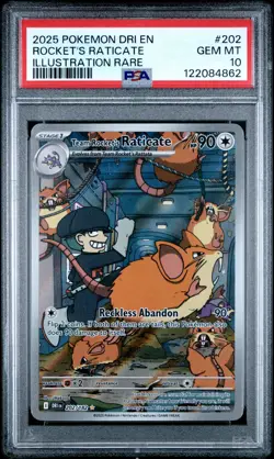 2025 POKEMON DRI EN-DESTINED RIVALS #202 TEAM ROCKET'S RATICATE PSA 10 - Image 1