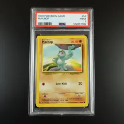 PSA 9 Machop 52/102 Base Set 1999 Non Holo Graded Pokemon Card - Image 1