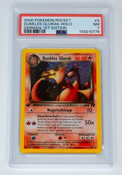 Pokemon Team Rocket #4 Dunkles Glurak 1. Edition Holo PSA 7 Dark Charizard SWIRL - Image 1