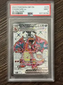 Pokemon TCG Charizard EX Obsidian Flames Holo Ultra Rare Card PSA 9, 215/197 - Image 1