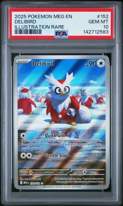 2025 POKEMON MEG EN-MEGA EVOLUTION ILLUSTRATION RARE #152 DELIBIRD PSA 10 - Image 1