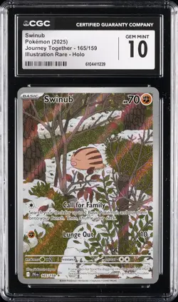 2025 POKEMON JOURNEY TOGETHER ILLUSTRATION RARE HOLO #165 SWINUB CGC 10 GEM MINT - Image 1