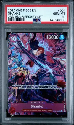 Shanks OP09-004 - One Piece 2nd Anniversary English Version - PSA 10 Gem Mint - Image 1