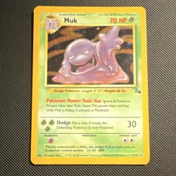 Pokemon Muk Fossil Holo Rare Unlimited English 13/62 1999 Card - Image 1