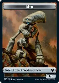 Myr // Treasure Double-Sided Token 28 // 7 Token Commander 2021 Near Mint - Image 1