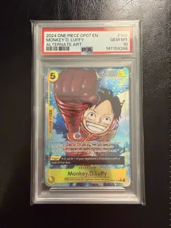 Monkey D. Luffy PSA 10 English One Piece Card OP07-109 2024 500 Years Alternate - Image 1