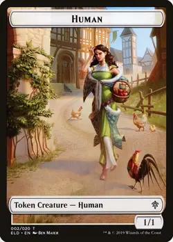 Human / Food (018) Double-Sided FOIL Token x1 1x Throne of Eldraine NM MTG - Image 1