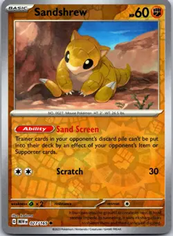 Sandshrew 027/165 Common 151 Pokemon Reverse Holo Near Mint - Image 1